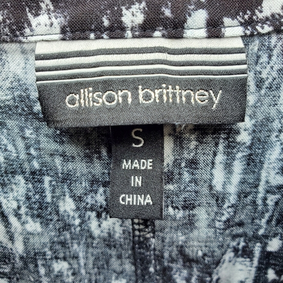 Allison Brittney Black and White Print Blouse Small - Picture 3 of 10